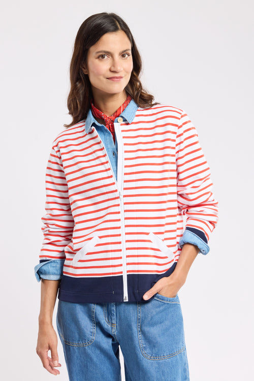 Striped zip-up cardigan - thick cotton - Armor-lux - 1