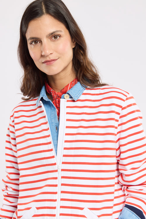 Striped zip-up cardigan - thick cotton - Armor-lux - 2