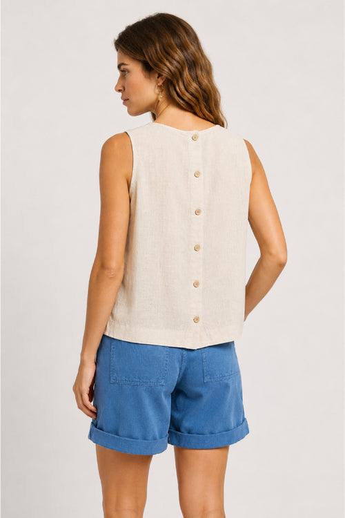 Button-back tank top - linen - Armor-lux - 2
