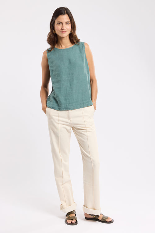 Tanktop mit Knopfleiste am Rücken – Leinen - Armor-lux - 3