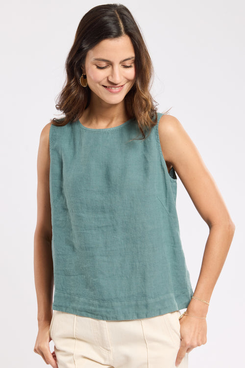 Tanktop mit Knopfleiste am Rücken – Leinen - Armor-lux - 2