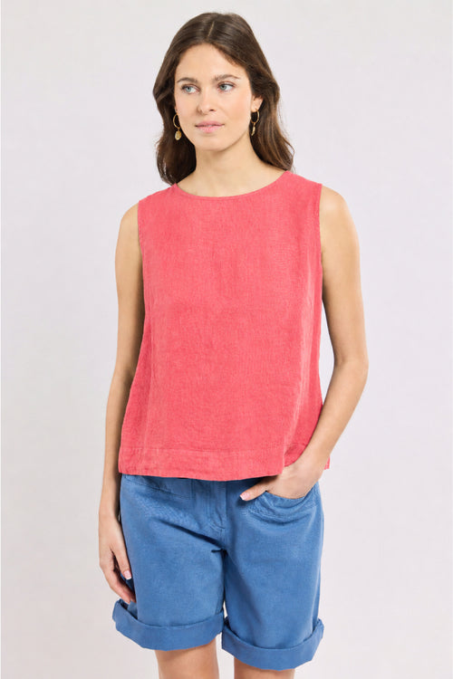 Button-back tank top - linen - Armor-lux - 1