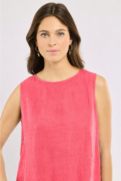 Button-back tank top - linen - Armor-lux - 4