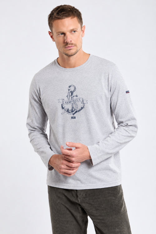 T-shirt homme manches longues sérigraphié en coton - Armor-lux - 1