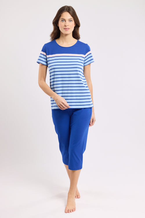 Gestreifter Capri-Pyjama - leichte Baumwolle - Armor-lux - 1