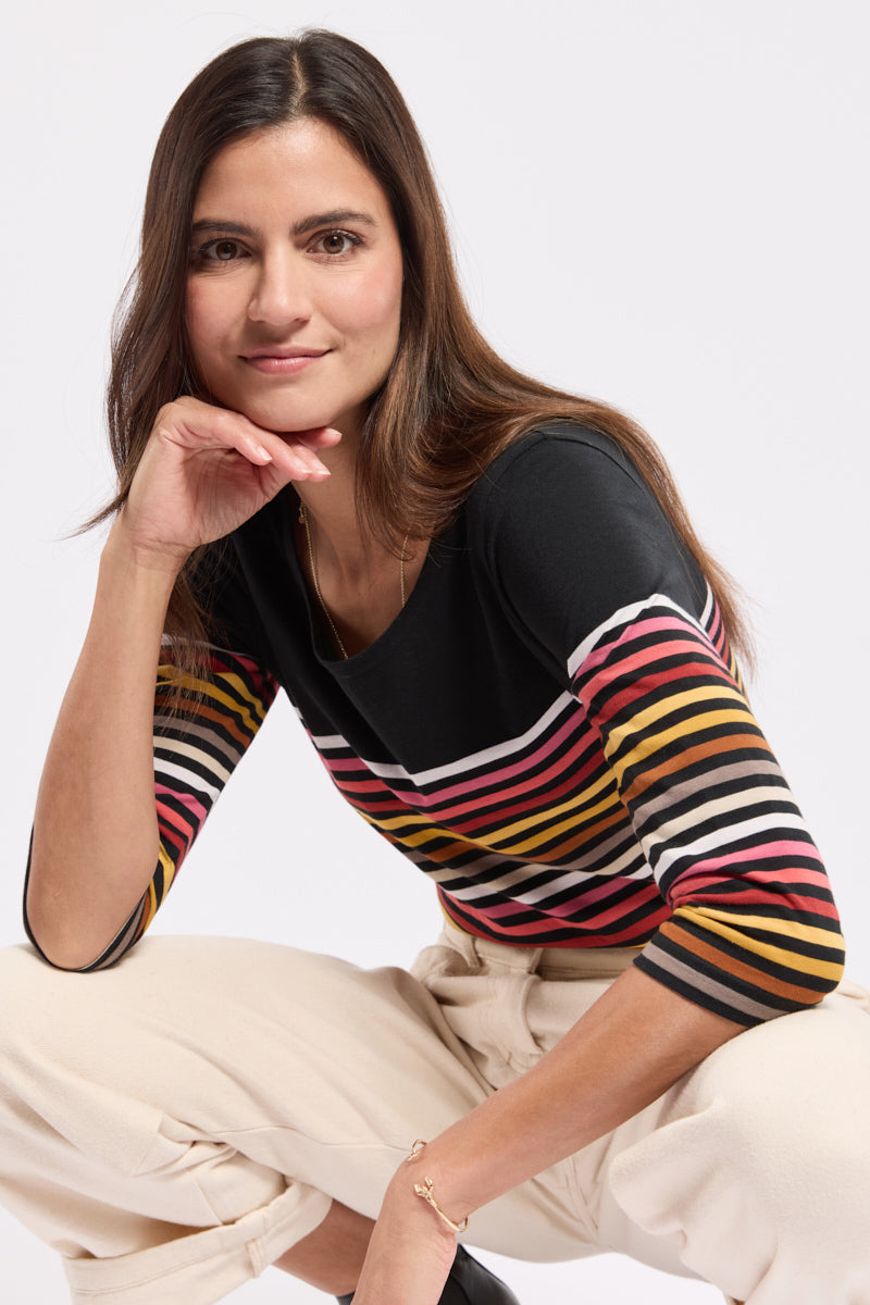Armor Lux Marinière Colorée Femme - Coton Rustique Manches Longues Col Rond, Style Breton Authentique