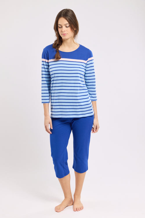 Gestreifter Capri-Pyjama - leichte Baumwolle - Armor-lux - 1