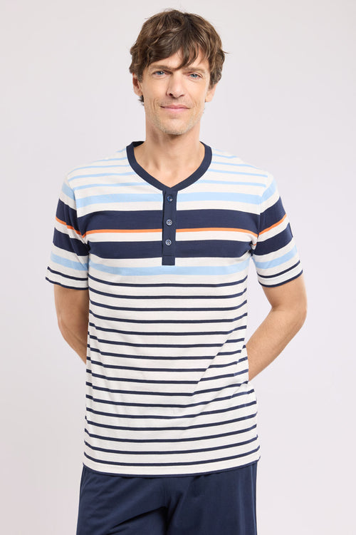 Gestreifter Pyjama mit Shorts - leichte Baumwolle - Armor-lux - 3