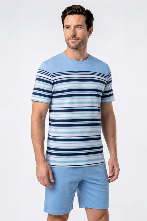 Gestreifter kurzer Pyjama - leichte Baumwolle - Armor-lux - 2