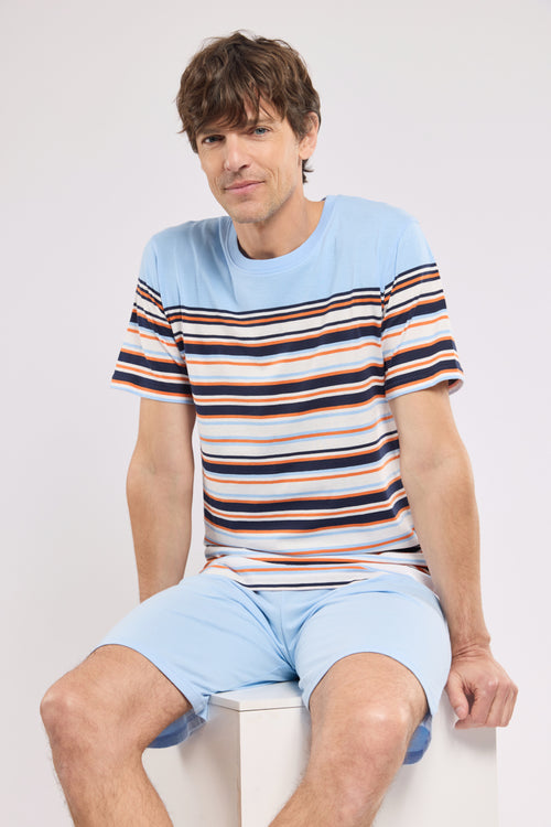 Gestreifter Pyjama mit Shorts - leichte Baumwolle - Armor-lux - 1