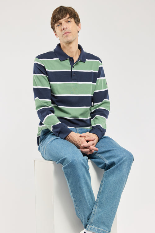 Striped long-sleeved polo shirt - cotton - Armor-lux - 1