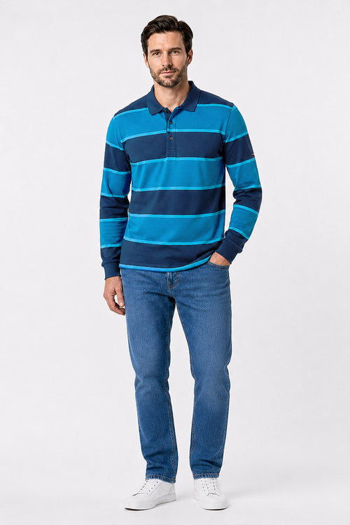 Striped long-sleeved polo shirt - cotton - Armor-lux - 2