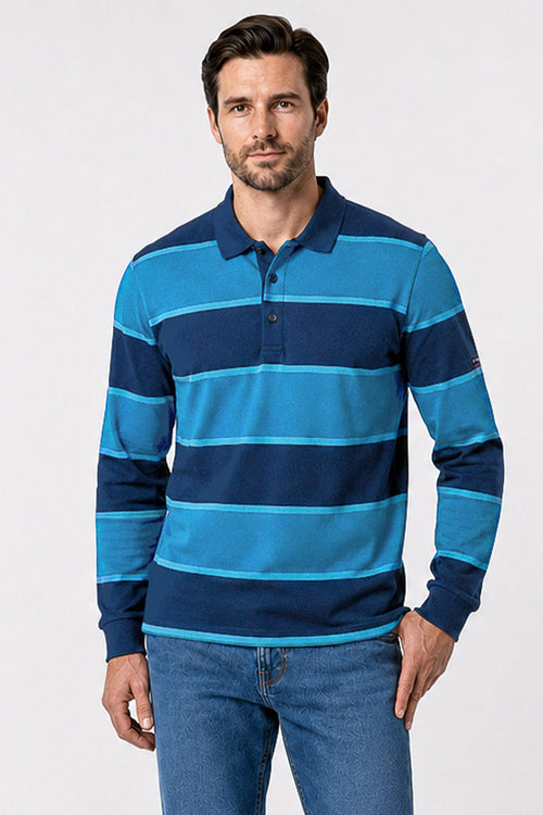Striped long-sleeved polo shirt - cotton - Armor-lux - 1