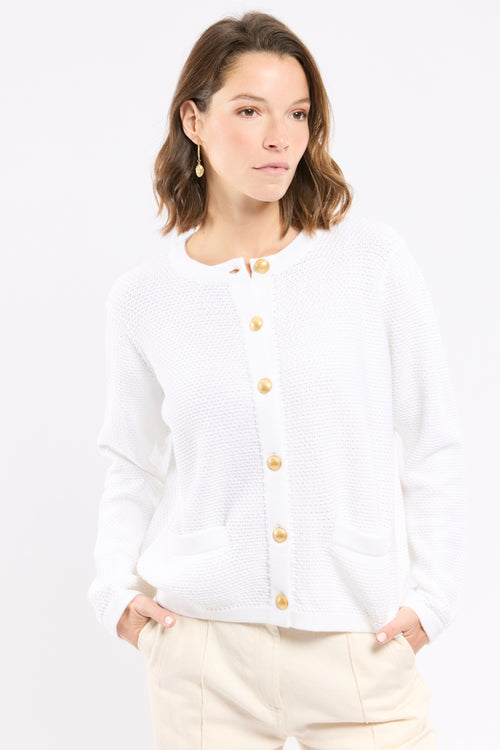 Textured knit cardigan - cotton - Armor-lux - 1