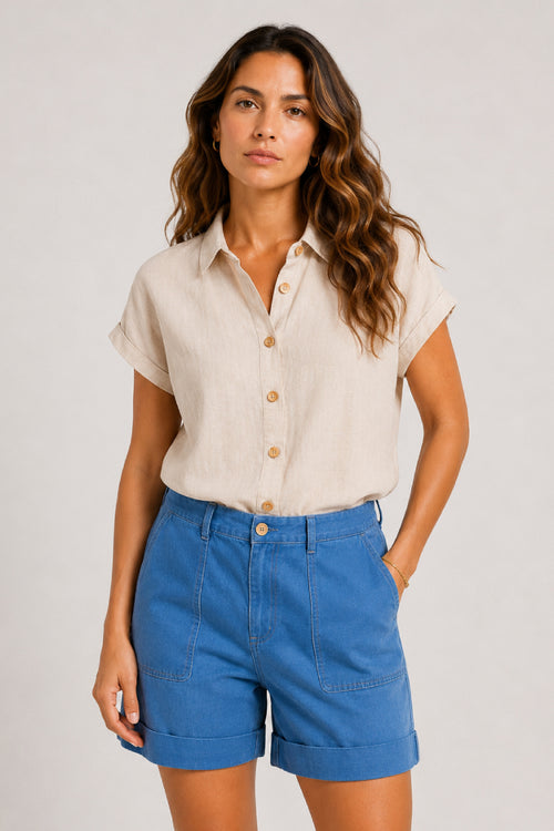 Boxy fit shirt - linen - Armor-lux - 1