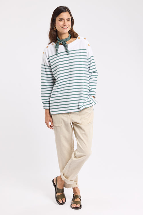 Buttoned shoulder striped shirt - rustic cotton - Armor-lux - 4