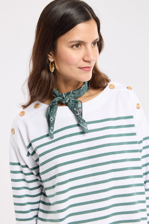 Buttoned shoulder striped shirt - rustic cotton - Armor-lux - 2