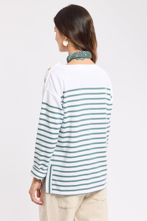 Buttoned shoulder striped shirt - rustic cotton - Armor-lux - 5