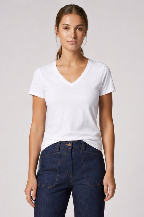 V-neck T-shirt - slub cotton - Armor-lux - 1