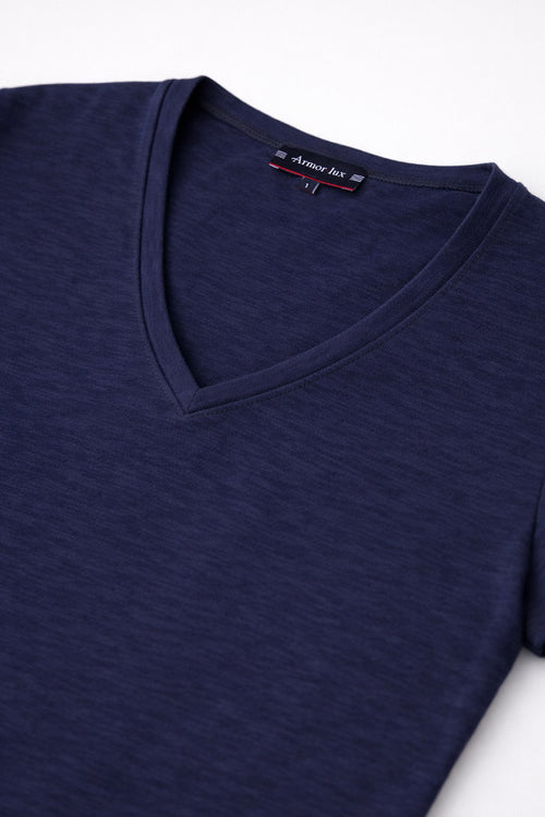 T-shirt col V - coton flammé - Armor-lux - 2