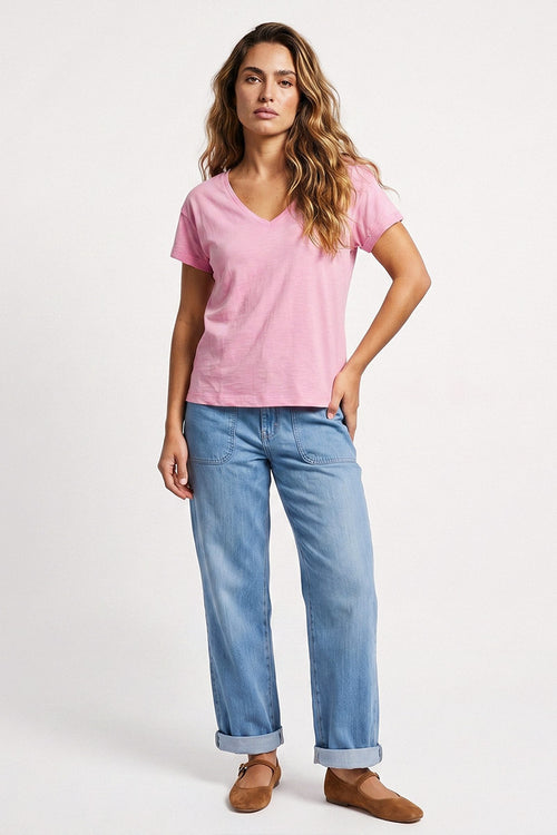 T-shirt col V - coton flammé - Armor-lux - 1