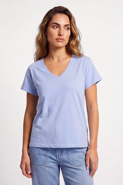 T-shirt col V - coton flammé - Armor-lux - 1