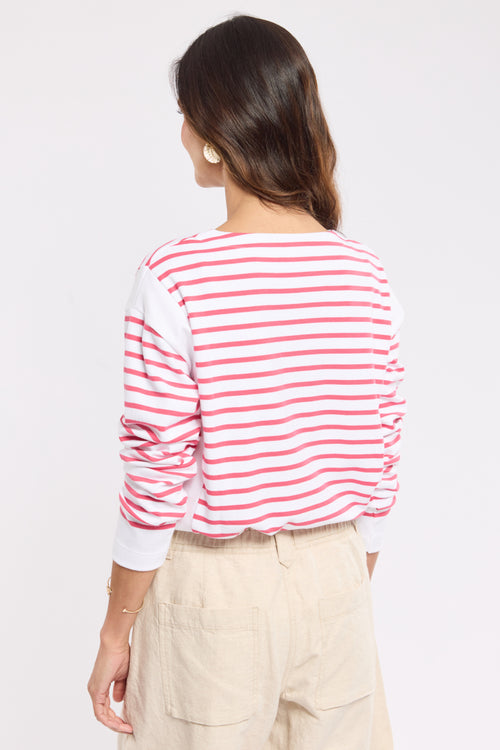Lace-up collar Breton striped shirt - thick cotton - Armor-lux - 4