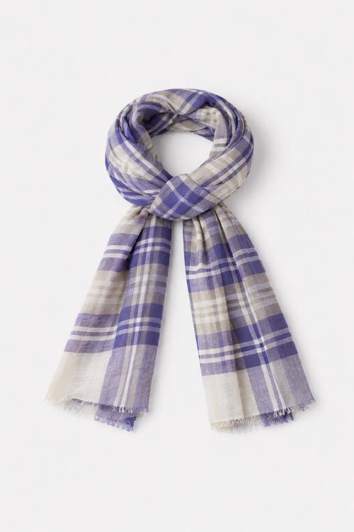 Foulard carreaux - lin et coton - Armor-lux - 1