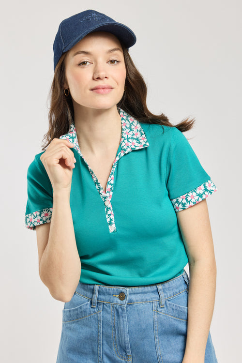 Floral-pattern polo shirt - cotton - Armor-lux - 1