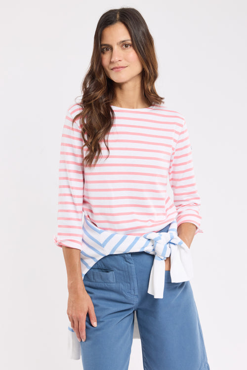 3/4 length sleeve Breton striped shirt - rustic cotton - Armor-lux - 1