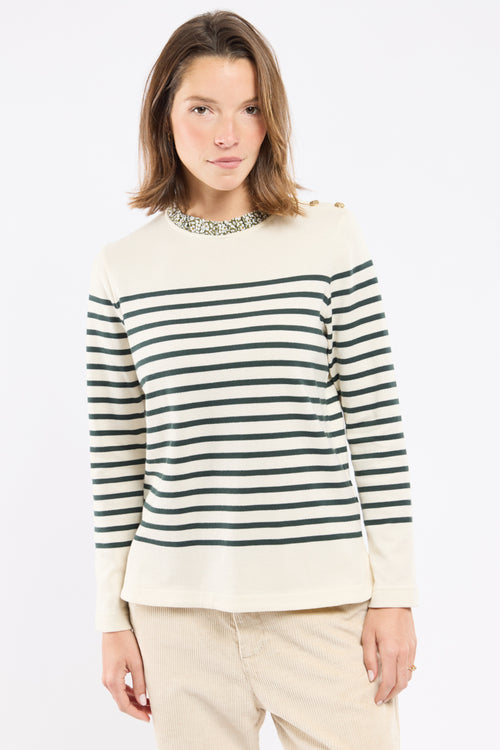 Marinière col fleuri - coton rustique - Armor-lux - 5