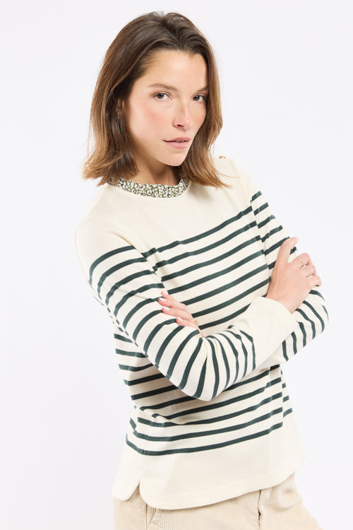 Marinière col fleuri - coton rustique - Armor-lux - 3