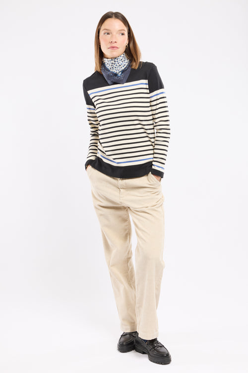 Buttoned shoulder striped top - thick cotton - Armor-lux - 3