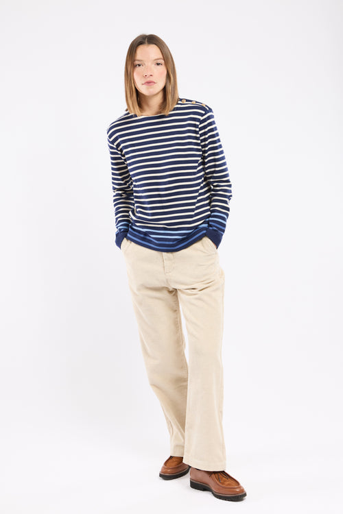 Buttoned shoulder striped top - thick cotton - Armor-lux - 3
