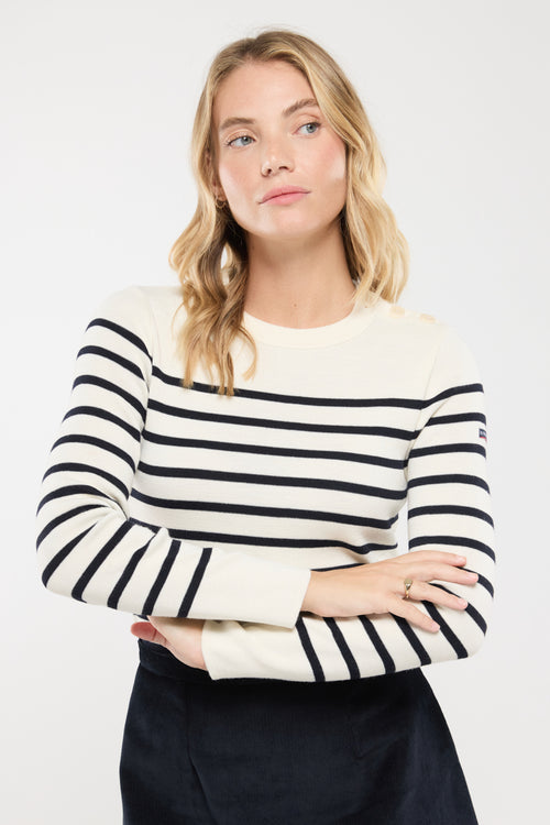 Pull marin rayé Paimpol - laine et acrylique - Armor-lux - 1