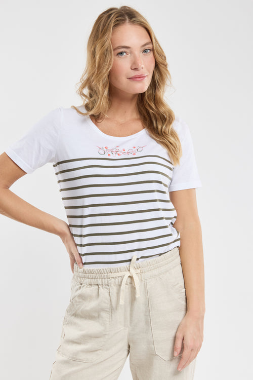 Marinière fleurs - coton léger - Armor-lux - 1