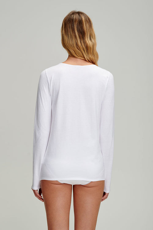 T-shirt manches longues avec dentelle - coton léger issu de l