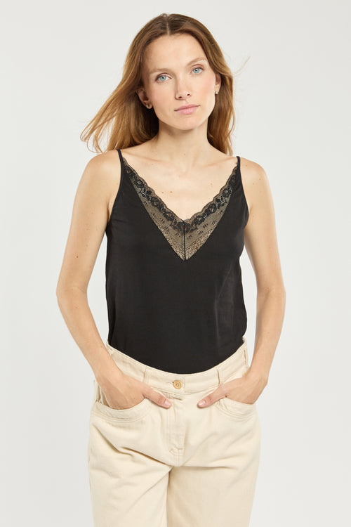Camisole with lace collar - light organic cotton - Armor-lux - 1