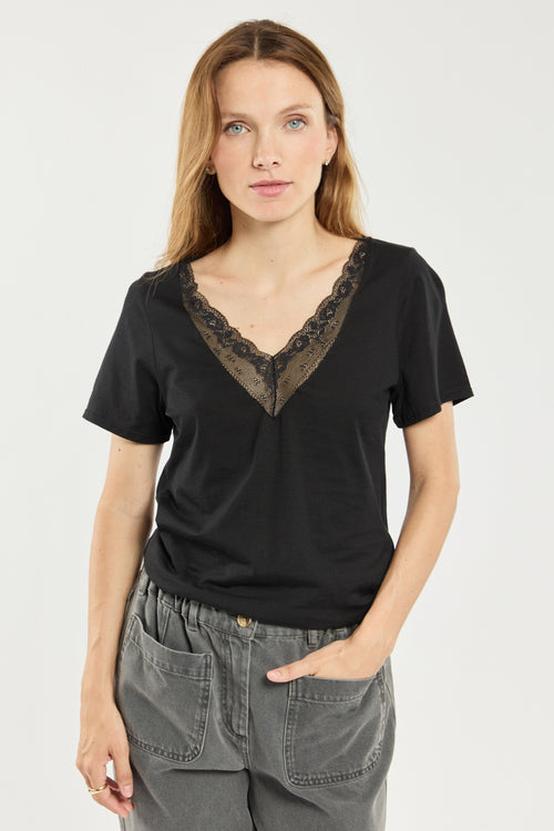 T-Shirt mit Spitzenkragen – gezwirnte Bio-Baumwolle - Armor-lux - 1