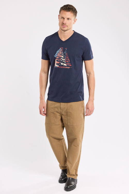 T-shirt col V sérigraphié - coton léger - Armor-lux - 3