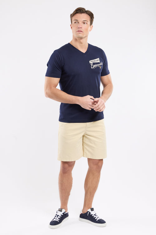Screen-printed V-neck T-shirt - light cotton - Armor-lux - 3