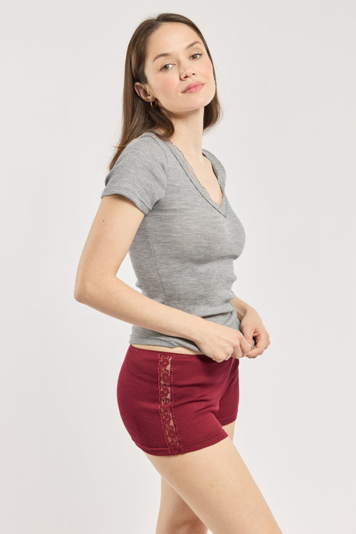 Lace shorty - wool and silk - Armor-lux - 1