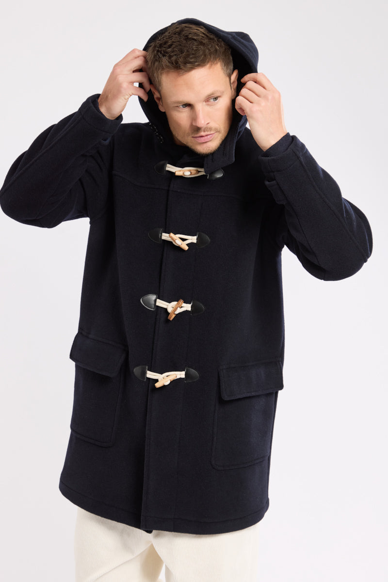 Martin Heritage Duffle coat - wool - Men - Rich Navy/ micro motif