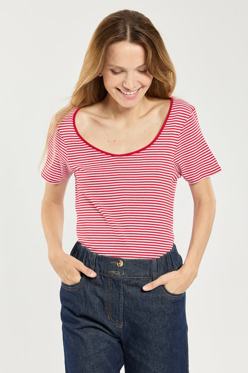 T-shirt rayé col rond - coton biologique - Armor-lux - 1