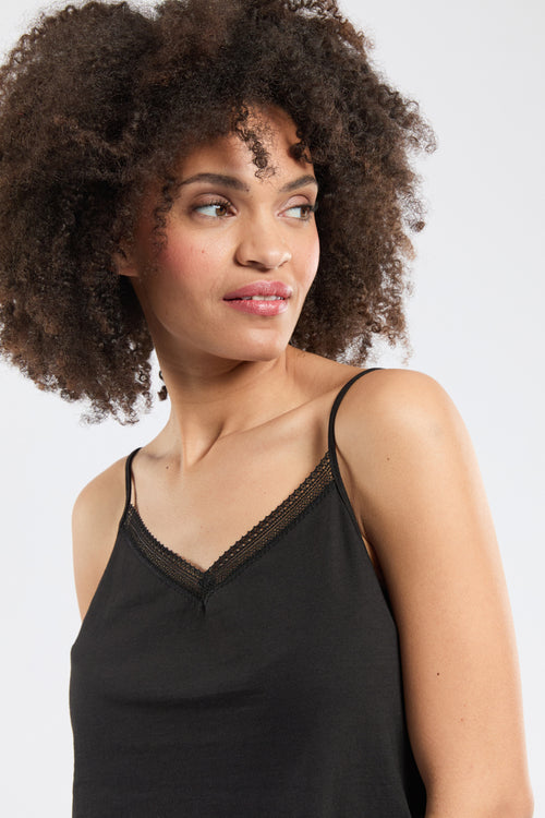 Caraco col V avec dentelle - coton léger issu de l