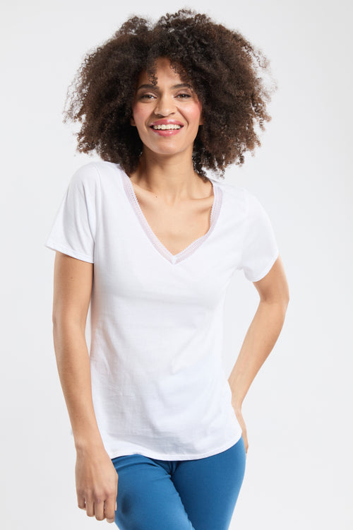 Plain V-neck T-shirt - light organic cotton - Armor-lux - 1