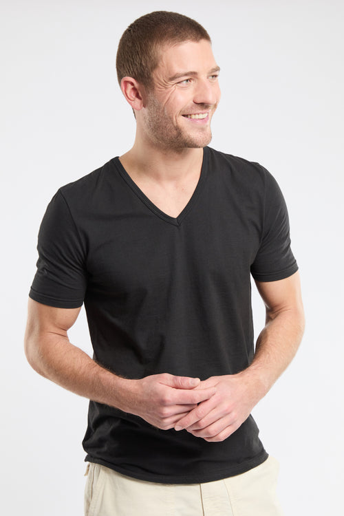 Plain V-neck T-shirt - light organic cotton - Armor-lux - 1