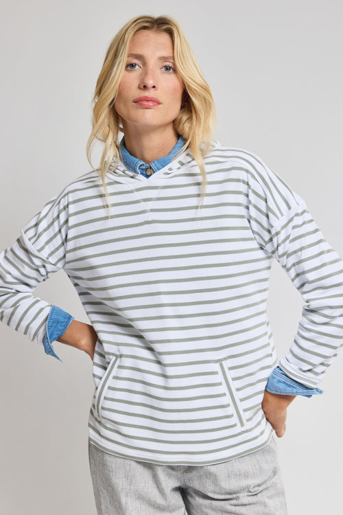 Hooded striped shirt — thick cotton - Armor-lux - 1
