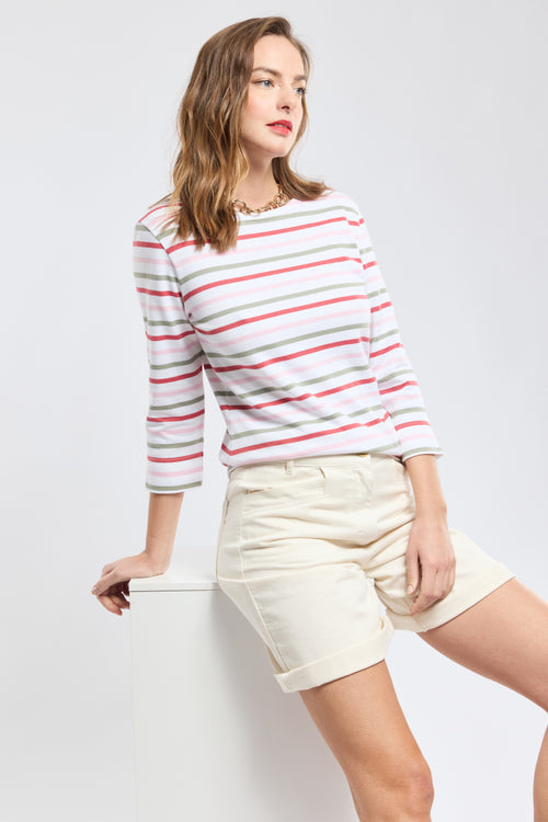 Three-colour Breton striped shirt – rustic cotton - Armor-lux - 1