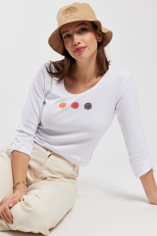 T-shirt manches 3/4 coquillages - coton léger - Armor-lux - 1
